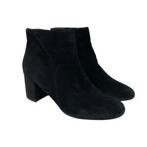 INC Floriann Ankle Boots Womens Size 9.5 Black Suede Leather Round Toe